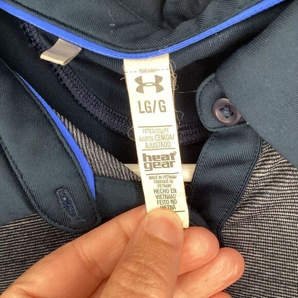 EUC ladies Under Armour Drifit Polo large navy blue‎ - Picture 3 of 4